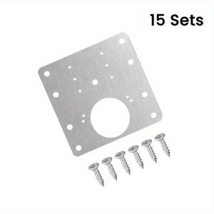 TEMU 15세트 폴리시 스테인리스 스틸 캐비닛 힌지 수리 플레이트 및 나사 포함, 도어 힌지 고정 브래킷 키트, 쉬운 설치 컵보드 도어 강화용