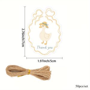 TEMU 50개 웃긴 오리 종이 매달기 태그 - 빨간 모자와 감사 라벨, 노란색 & 청록색 둥근 파티 장식용 생일 선물 포장, DIY 공예 재료, 기발한 디자인, 장식 폰트, 내구성 있는 종이, 유쾌한 스타일, 이벤트 주최자를 위한 재미있는 소재