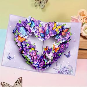 TEMU 3D 팝업 하트 모양 플로럴 화환 카드 - 생일, 어버이날, 결혼식, 기념일 등에 완벽 - 또는 친구를 위한 이상적인 선물로, 크리스마스에 특히 적합하며 추수감사절 선물로 좋습니다.