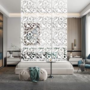 TEMU 흰색과 검은색 빈티지 스타일 플라스틱 걸이형 방 분리대 12개 - 거실, 침실, 식사 공간 및 사무실을 위한 조화 새 모양 스크린 - 전원 불필요