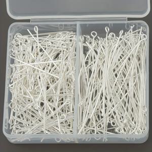 TEMU 150개입 은색 구부릴 수 있는 안전핀 세트 (30mm 100개, 50mm 50개 포함). 공예, 주얼리 제작, 헤드핀 추가, 둥근 머리 핀, 귀걸이 및 펜던트 연결 핀, 절단 가능한 비즈 바늘에 적합합니다.|은목걸이