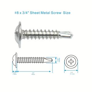 TEMU 100개 410 스테인레스 스틸 대형 플랫 헤드 셀프 탭 스크루, 크로스 대형 플랫 헤드 드릴 철 엣지 스크루, 7가지 길이 조합 세트로 제공, 금속, 나무 및 수리용으로 적합