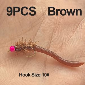 TEMU 9개입 UV/야광 황동 비드헤드 인공 지렁이 리얼리틱 플라이 낚시 미끼 - 송어, 스틸헤드, 옐로우피쉬, 블루길, 잉어, 배스 낚시용 루어 베이트