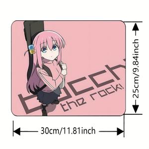 TEMU Bocchi the Rock 애니메 마우스 패드 - 핑크 & 블랙 데스크 매트, 미끄럼 방지 베이스, 사무실, 공부, 게임용으로 내구성 있는 고무 디자인, 9.84x11.81 인치, 데스크용 애니메 마우스 패드