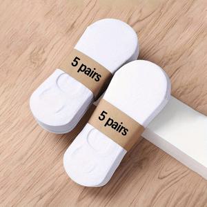 TEMU 남녀공용 울트라 씬 노쇼 라이너 양말 10켤레 - 통기성 좋고 편안한 나일론 혼방, 사계절용, 블랙 & 화이트, 운동용 및 데일리용 양말