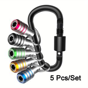 TEMU 헤비듀티 합금강 퀵릴리스 자석 드릴 비트 홀더 세트 5개입, 헥스 헤드, 방청 및 미끄럼 방지 코팅 - 조립 불필요, 인터락킹 어댑터 바 포함, 원버튼 시스템