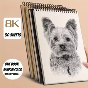 TEMU 30 Superior 블랙 스케치북 세트 - 스프링 제본, 두꺼운 종이, 페인팅 및 스케치에 적합, 대용량 팩 가능, A4 및 8K 사이즈 제공, 미술 학생 용품, 다용도 디자인