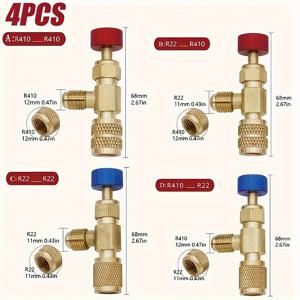 TEMU 4개 세트 에어컨 냉매 안전 밸브 스위치, R22 R410A 어댑터 커넥터, 고품질 1/4