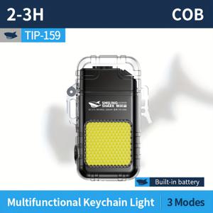 TEMU 1개 SMILINGSHARK -C 충전식 미니 LED 손전등, COB & -C 스마트, 리튬 배터리 키체인 손전등, -C 케이블 호환 (어댑터 없음) 야외 캠핑, 비상용, 라이터 (블랙) - 휴대용