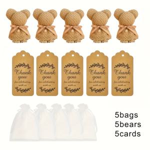 TEMU 여성/남성을 위한 선물 - 오르간자 가방과 축복 카드가 포함된 15피스 귀여운 곰 모양 수건 선물 세트 - 부드럽고 푹신한 곰 모양 수건으로 결혼식, 출산 축하 파티, 생일, 휴일 등에 적합 - 귀여운 샤워 선물, 신부 파티 선물, 파티 용품