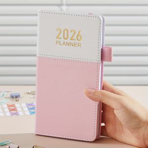 TEMU DAY 2026 포켓 플래너 - 지갑/가방용 주간 & 월간 캘린더, 월별 탭, 리본 북마크 & 내부 포켓 포함 - 컴팩트 A6 사이즈 (3.8”x7”) 휴대용 플래너 - 일정 관리, 날짜 표기|달력|달력|캘린더