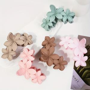 TEMU 대리석 프린트 캔디 컬러 꽃 머리집게 5개, 비치 헤어 액세서리, 머리집게 클립, 머리턱집게, 머리클램프, 머리그립, 두꺼운 머리와 얇은 머리용 미끄럼 방지 머리집게