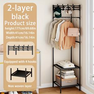 TEMU 흰색/검은색 메탈 코트 랙 (후크 포함) - 침실 및 거실에 적합한 일체형 신발 및 모자 랙, 블랙 및 화이트 색상으로 제공, 독립형 디자인, 재킷, 모자 및 기타 용품 보관에 적합