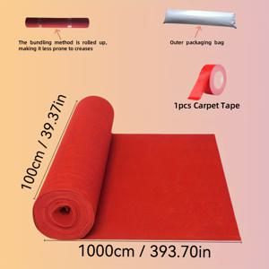 TEMU 1개 대형 레드 상업용 바닥 매트 - 393.70인치 길이, 카펫 테이프 롤 포함, 런웨이 레드 카펫, 파티/졸업식/호텔 및 통로용, 실내외 사용 가능, 홈