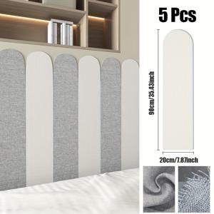 TEMU 5개입, 대형 사이즈, 7.87인치 X 35.43인치, 자가 점착 린넨 질감 벽지, 두꺼운 다다미 벽면, 비닐 소재, 충격 방지, 방음 벽 스티커, 보호 벽 스커트 벽지, 더 프리미엄한 느낌을 위한 실제 천 질감