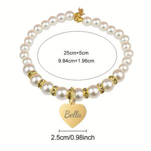 TEMU 맞춤형 개인화 펫 진주 목걸이, 펫 진주 목걸이, 맞춤 이름 고양이 목걸이, 펫 주얼리 목걸이