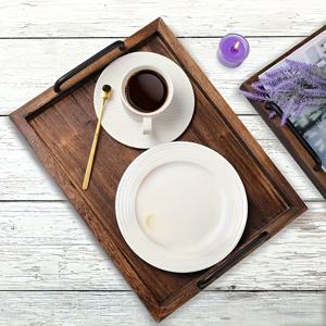 TEMU 손잡이 달린 소박한 나무 서빙 트레이 1개/2개 세트, 방수/경량 장식용 중첩형 식기 보관판, 아침 식사용, 커피 테이블/집사용 (대형 15.7x11.8x1.2인치, 13.3x9.4x1.2인치), 비식품용