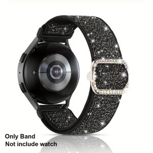 TEMU 삼성 모델 7, 6, 5, 4, FE (40mm, 44mm) 및 워치 6, 4 Classic (47mm, 46mm, 43mm, 42mm), Active 2 호환 탄성 밴드. 여성용 20mm 글리터 나일론 스트랩.|스마트워치