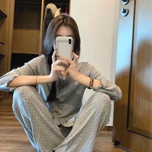 TEMU 2025 신상 한국 스타일 봄/여름 달콤한 플로럴 레이스 긴팔 세트 & 카디건 팬츠 라운지웨어|잠옷|냉장고바지|가디건