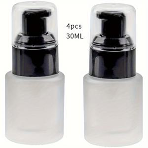TEMU 푸시 디스펜서가 있는 4개 세트의 프로스트 유리 펌프 병 - 액체 파운데이션, 세럼 및 로션용 30ML 용량, 리필 가능 디자인, PVC-프리 소재 사용, 내구성이 뛰어나고 휴대하기 좋은 여행용으로 적합