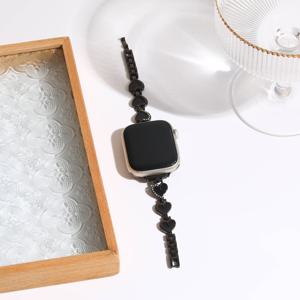 TEMU 사랑 메탈 실버 엣지 크리에이티브 팔찌, 애플워치 38mm, 40mm, 41mm, 42mm, 44mm, 45mm, 46mm, 49mm 호환, 애플워치 10-1 SE 울트라 시리즈, 조절 가능한 버클, 방수 불가 (시계 미포함)