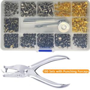 TEMU 180/360/480세트 양면 리벳 메탈 캡 네일, 가죽 리벳, 버클 캡 양면 리벳, 중공 캡 네일, 인조 가죽 리벳