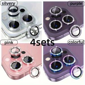 TEMU 아이폰 16 15 17 14 11 프로 맥스 플러스 16e 17AIR 13mini 12mini용 4세트 유리 카메라 렌즈 보호기