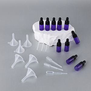 TEMU 3ml 각 10개입 보라색 유리 스포이드 병 (검정색 캡 및 고무 풍선 포함) + 깔때기 6개 및 피펫 6개 - 세럼, 화장품 및 여행용 키트용으로 설계되었으며, 누출 방지형 리필 가능 에센셜 오일 용기 특징