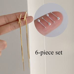 TEMU 6개 세트 다기능, 심플하고 우아한 클래식 롱 태슬 체인 여성용 패션 귀걸이 - 알러지 방지 귀걸이, 데일리웨어 또는 파티 주얼리 액세서리로 적합, 여성을 위한 정교한 발렌타인데이 선물