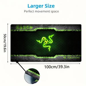 TEMU 1대형 게이밍 마우스 패드 - 그린 스네이크 허니콤 경고 패턴, 미끄럼 방지 세탁 가능 고무 베이스, 오버사이즈 데스크 매트, 사무용 액세서리, 컴퓨터 데코, 얼룩 방지 게이밍 마우스 패드, 게이머를 위한 이상적인 선물 - 엑스트라 롱 데스크 매트, 스타일리시한 오피스 데스크탑 데코 및 스터디 액세서리|컴퓨터책상|장패드