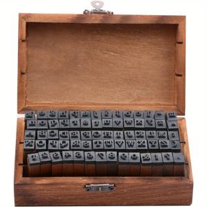 TEMU 70개 알파벳 미니 스탬프 세트 클래식 글자 숫자 심볼 우드 스탬프 키트 - 도자기, 스크랩북 장식, DIY 점토 공예, 카드 만들기용 빈티지 목재 스탬프 박스