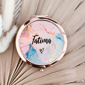 TEMU 대리석 패턴이 있는 맞춤형 미니 메이크업 거울, 고급스러운 선물 상자 포함. 통근 중 메이크업을 보충하는 여성에게 완벽한 포켓 사이즈 거울입니다.