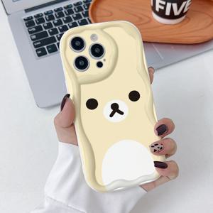 TEMU 폰 케이스: 화이트 리치 뷰티 여신 방탄 심플 카툰 스타일 귀여운 곰 얼굴 디자인 릴락마스 폰 케이스, 애플 아이폰 16 16 14 13 12 11 Pro Max X XR XSMAX 8 7 e Plus 3D 웨이브 크림 패턴 소프트 쉘 백커버 카툰 귀여운