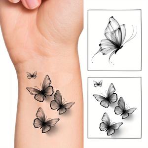 TEMU 2장 리얼리스틱 나비 임시 타투 스티커 - 파티 장식 & 선물용 타투, 목, 팔, 가슴 타투 (여성, 남성, 성인용)