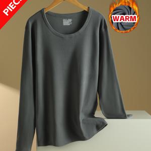 TEMU 남성용 가을/겨울용 기모 속옷 상의, 라운드넥의 핏되는 베이스 레이어, 블랙, 화이트, 그레이 색상으로 제공