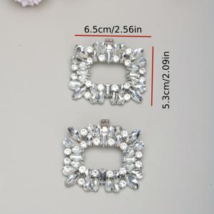 TEMU 여성용 하이힐, 플랫, 샌들과 호환되는 2개 분리형 DIY 신발 클립 - 화이트, 누드 컬러의 메탈 사각 버클 신발 장식, 웨딩, 비즈니스, 데이트 신발 장식