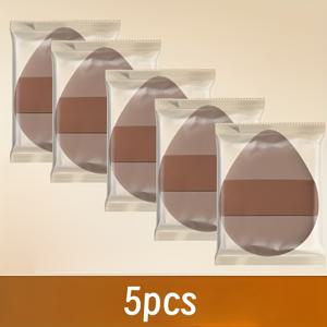 TEMU 1/2/5개 초콜릿 색상 파우더 퍼프 세트, 스펀지 파우더 퍼프, 스트랩이 있는 삼각 파우더 퍼프, 건식 및 습식 사용 모두 가능, 메이크업 퍼프, 휴대용 여행용 페이스 메이크업 도구