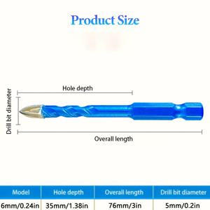 TEMU 세라믹 타일 드릴 비트 세트 (6mm 초경 석조 드릴 비트 10개 포함). 빠른 교체를 위해 설계되었으며 세라믹, 타일, 벽돌 벽, 대리석, 플라스틱, 나무, 돌에 드릴링에 적합합니다.