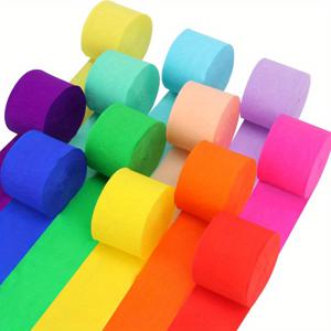 TEMU 10롤 다색 크레이프 페이퍼 스트리머 - 10가지 생생한 색상 (,,,,,,,,) 생일 파티, 샤워, 결혼식, 크리스마스, 할로윈, 축제 장식에 적합 - DIY 공예 및 파티 장식용 크레이프 페이퍼 리본