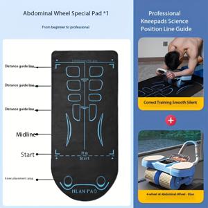 TEMU 다크 블루 PVC 소재의 체중계와 미끄럼 방지 매트가 포함된 복근 운동용 휠, 거실, 헬스장, 발코니 등에서 사용 가능, 접이식 및 세척이 쉬움