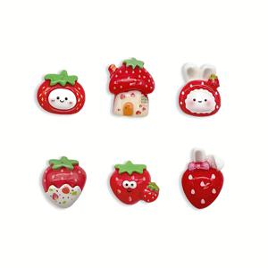 TEMU 12개 혼합 크림 글로시 귀여운 딸기 토끼 레진 액세서리, 목걸이 팔찌 가방 백팩 키체인 헤어 클립 휴대폰 케이스 구멍 신발 수제 공예용