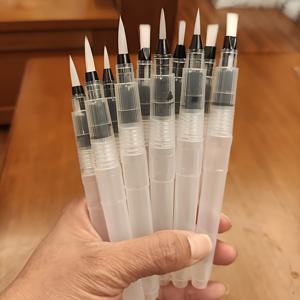 TEMU 10개 화이트 소프트 브러쉬 수채화 마커 & 캘리그래피 브러쉬 - 리필 가능한 잉크 펜, 부드러운 흐름 팁, 아티스트용 - 내구성 있는 플라스틱 브러쉬 펜, 오피스, DIY 공예, 수채화 도구|아크릴물감