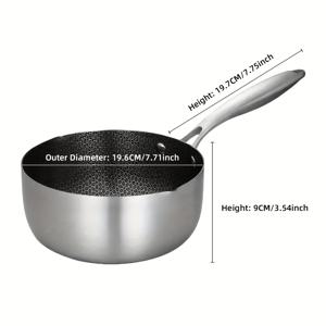 TEMU 스테인리스 스틸 벌집형 논스틱 평판 밑면 밀크팟, 튼튼한 일본식 딥팟, 튀김 및 요리에 적합, 가정 및 야외 사용에 이상적, 아기 만들기에 완벽, 셰프를 위한 클래식 조리기구