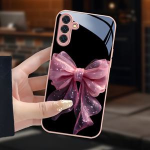 TEMU 폰 케이스: 갤럭시 A05 A05S A06 A14 A15 A16 A22 A23 A24 A25 A32 A33 A34 A35 A36 A52 A52S A53 A54 A55 A56 S21 S22 S23 S24 S25 FE Plus Ultra 5G용 여성용 고급스럽고 내구성 있는 유리 폰 케이스, 리얼리스틱 그라데이션 드리미 보우 디자인