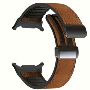 TEMU 삼성 8/8 클래식 스마트워치 밴드 호환 - 40mm/44mm/46mm 케이스용 합성가죽 스트랩, 자석 버클, 남녀 공용, 내구성 워치 손목 밴드 액세서리