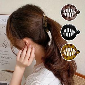 TEMU 3개 세트 컬러 레트로 라운드 바나나 헤어 클립, 우아하고 다용도, 쉬운 워터폴 포니테일 레이지 헤어스타일