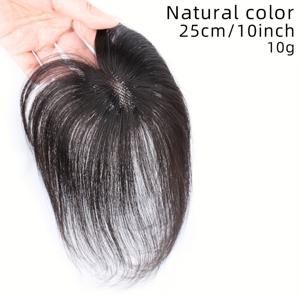 TEMU 여성용 인간 머리카락 핸드메이드 얇은 헤어피스, 탑 헤어 볼륨 부스터, 풍성한 리얼 헤어 앞머리 헤어피스