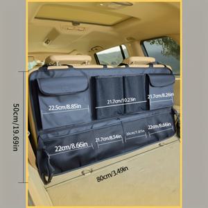 TEMU 9칸 디자인의 대용량 트렁크 정리함, 공간 절약형 걸이형 설치로 아이템을 정리하여 공간을 효율적으로 사용하는 차량용 트렁크 수납 용품