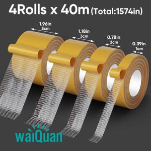 TEMU 강력한 양면 접착 테이프 4롤, 고점도 천 메쉬, 총 길이 40m - 카펫, 러그, 벽지, 풍선 등에 적합, 사무용 고정 제품 듀얼 사이드 테이프 (1cm, 2cm, 3cm, 5cm)