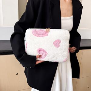 TEMU 1개 복숭아 하트 스타일 플러시 노트북 슬리브, 10/11인치 아이패드, 13/14인치 맥북 & .6인치 노트북용, 랜덤 패턴 위치|노트북파우치